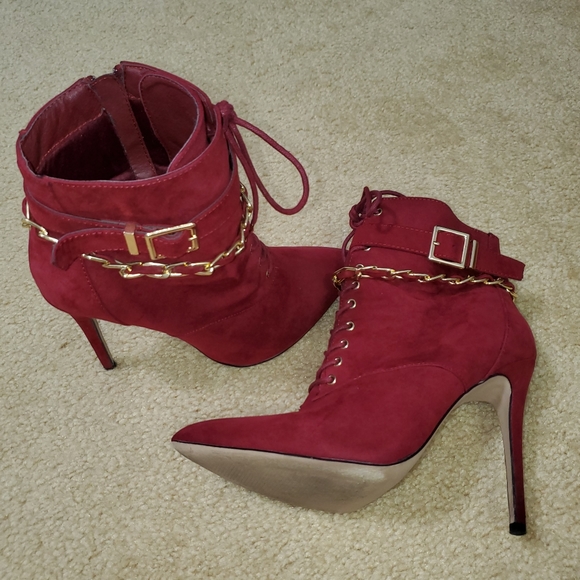 Burgundy pointed-toe high heel bootie sz 9.5W - Picture 3 of 8